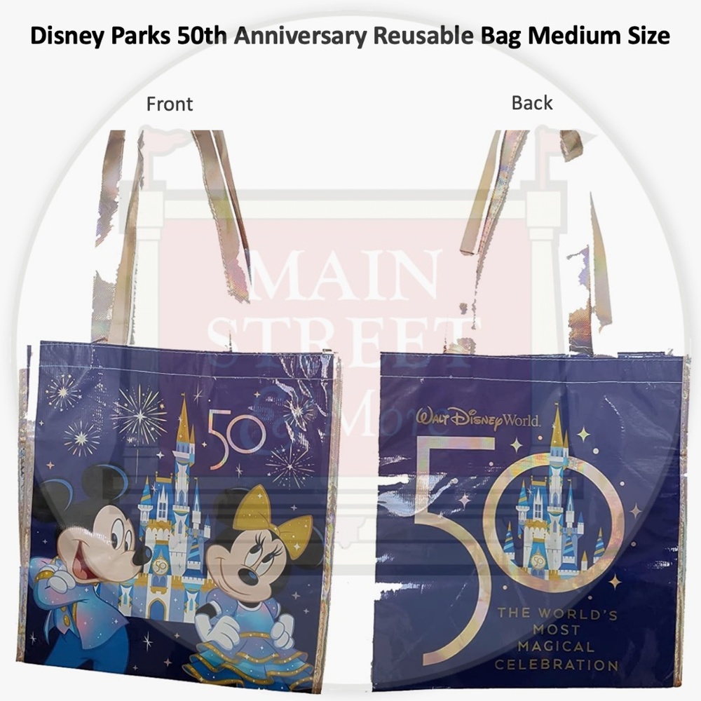 Walt Disney World Parks 50th Anniversary Medium Reusable Tote Bag - NEW - Picture 1 of 1